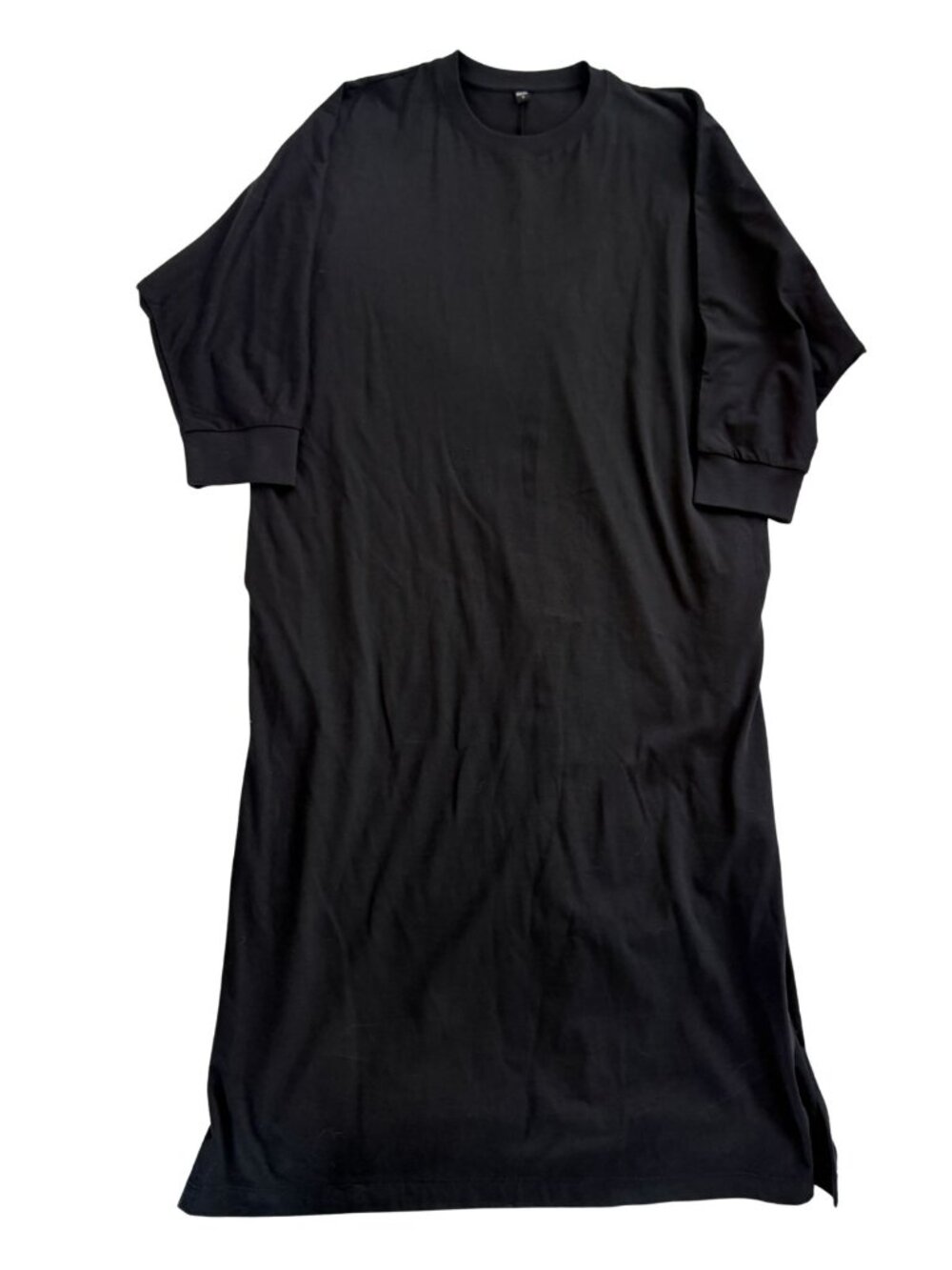 UNIQLO Black Oversized Minimalist T-Shirt Dress Midi Cotton